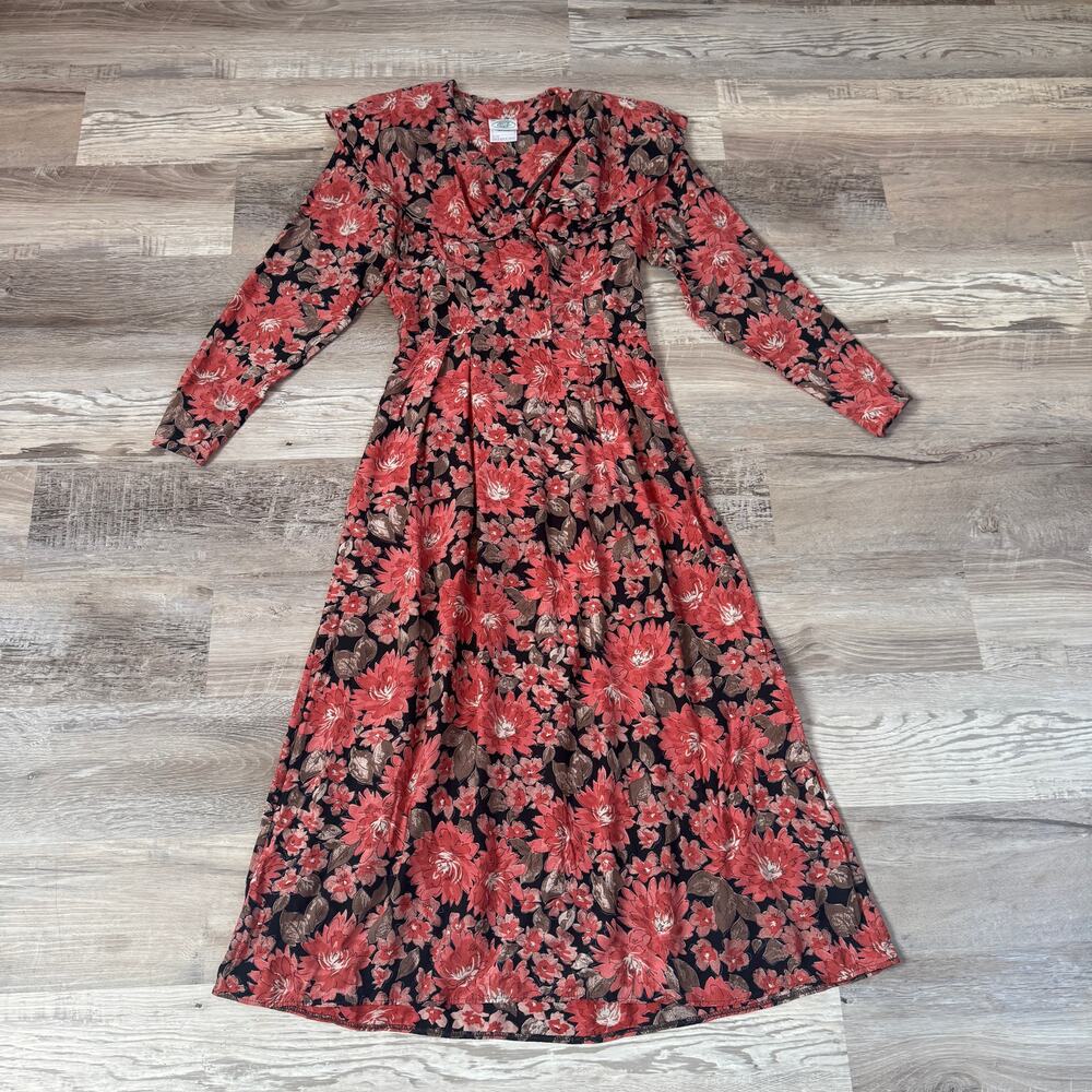 Laura Ashley Vintage 90s Floral Maxi Dress Great Britain 8 Tea Cottage Prairie
